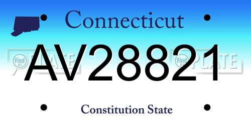 AV28821 Connecticut License Plate