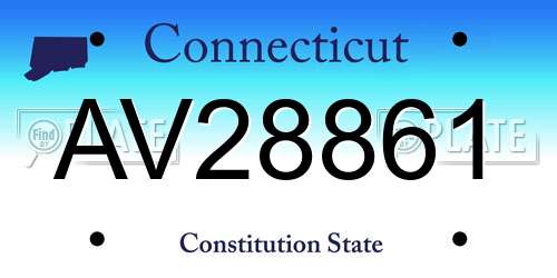 AV28861 Connecticut License Plate