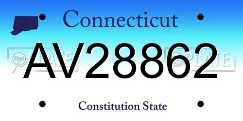 AV28862 Connecticut License Plate