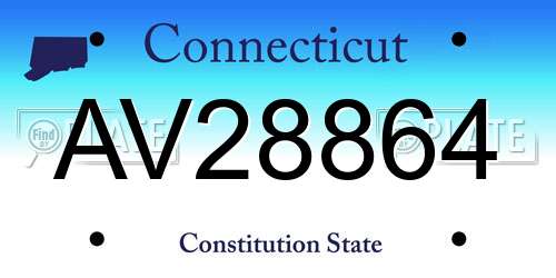 AV28864 Connecticut License Plate