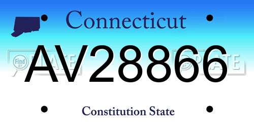 AV28866 Connecticut License Plate