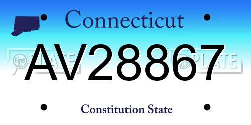 AV28867 Connecticut License Plate