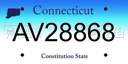 AV28868 Connecticut License Plate