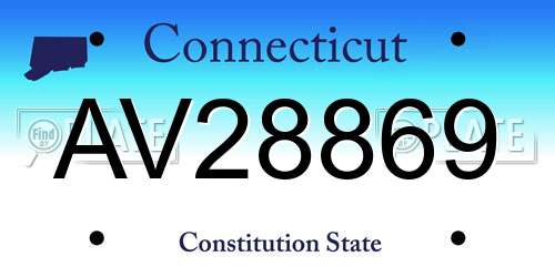 AV28869 Connecticut License Plate