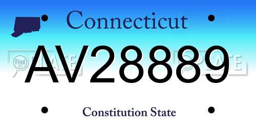 AV28889 Connecticut License Plate