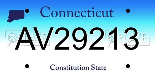 AV29213 Connecticut License Plate
