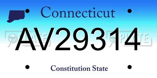AV29314 Connecticut License Plate