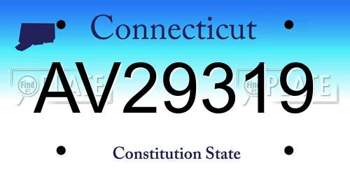 AV29319 Connecticut License Plate