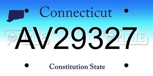 AV29327 Connecticut License Plate