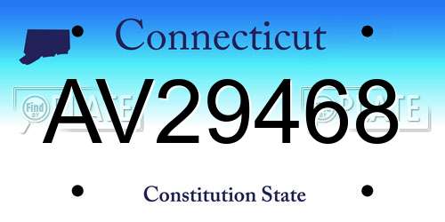 AV29468 Connecticut License Plate