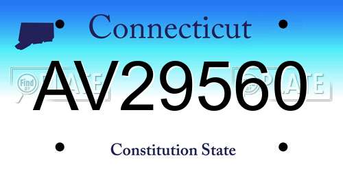 AV29560 Connecticut License Plate