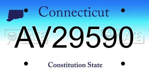 AV29590 Connecticut License Plate