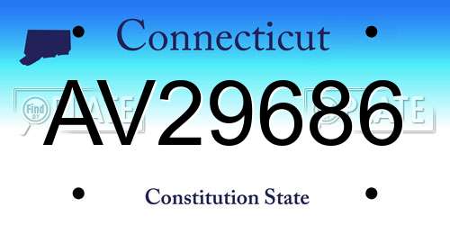 AV29686 Connecticut License Plate