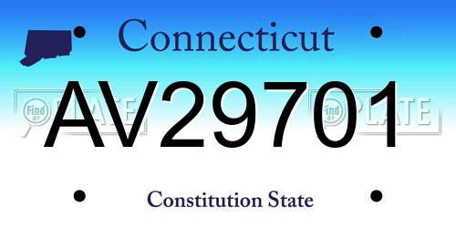 AV29701 Connecticut License Plate