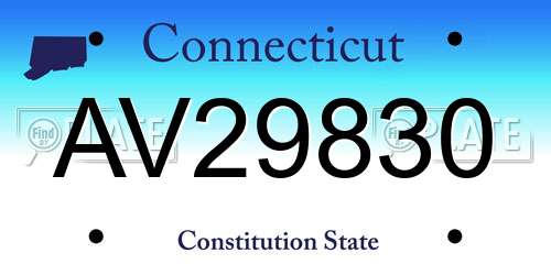 AV29830 Connecticut License Plate