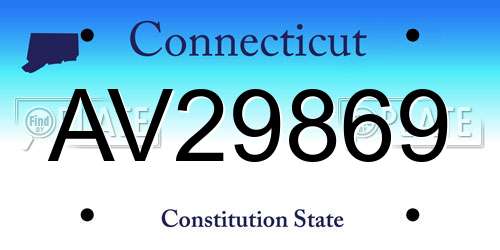 AV29869 Connecticut License Plate