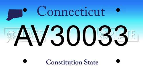 AV30033 Connecticut License Plate