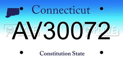 AV30072 Connecticut License Plate