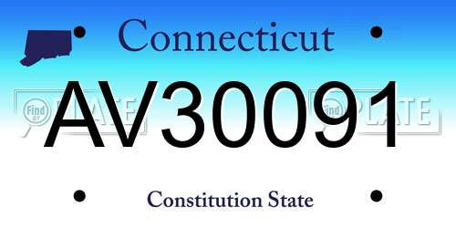 AV30091 Connecticut License Plate