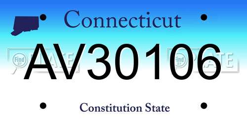 AV30106 Connecticut License Plate