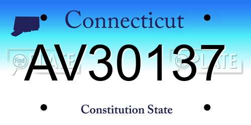 AV30137 Connecticut License Plate