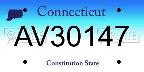 AV30147 Connecticut License Plate
