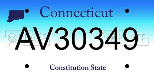 AV30349 Connecticut License Plate