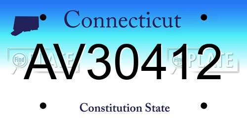 AV30412 Connecticut License Plate