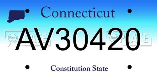 AV30420 Connecticut License Plate