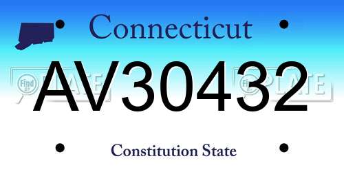 AV30432 Connecticut License Plate