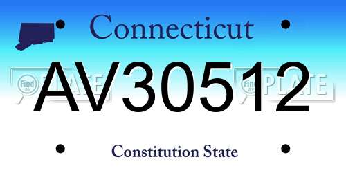 AV30512 Connecticut License Plate