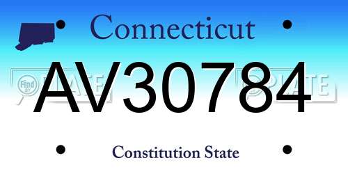 AV30784 Connecticut License Plate