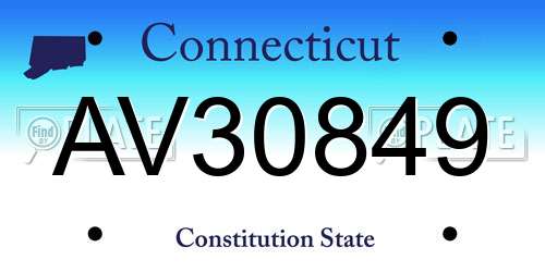 AV30849 Connecticut License Plate