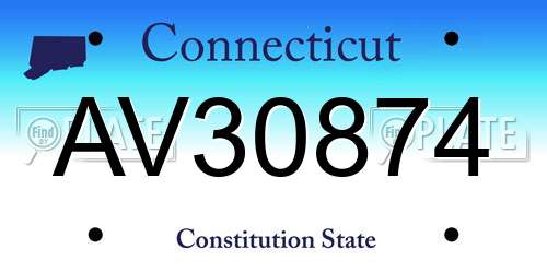 AV30874 Connecticut License Plate