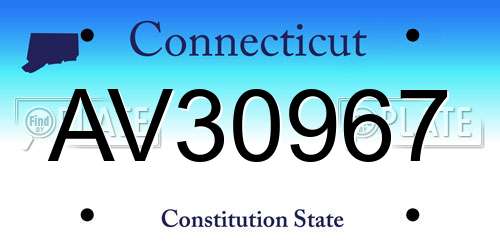 AV30967 Connecticut License Plate