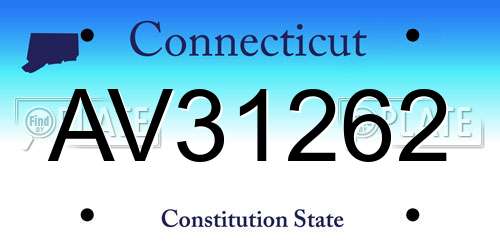 AV31262 Connecticut License Plate
