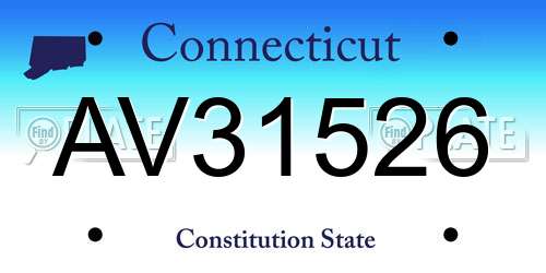 AV31526 Connecticut License Plate