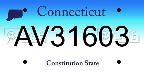 AV31603 Connecticut License Plate