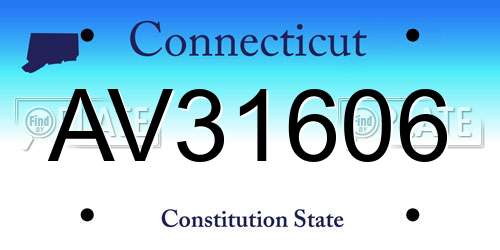 AV31606 Connecticut License Plate