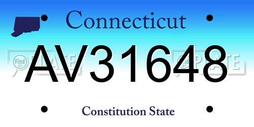 AV31648 Connecticut License Plate