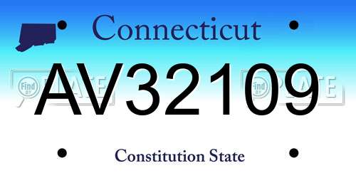 AV32109 Connecticut License Plate