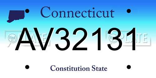 AV32131 Connecticut License Plate