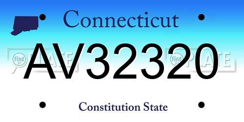 AV32320 Connecticut License Plate