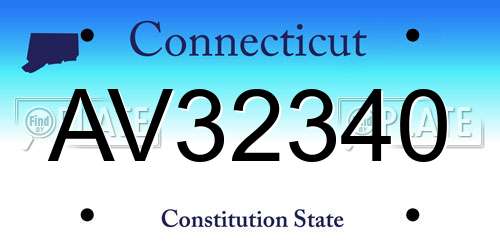AV32340 Connecticut License Plate