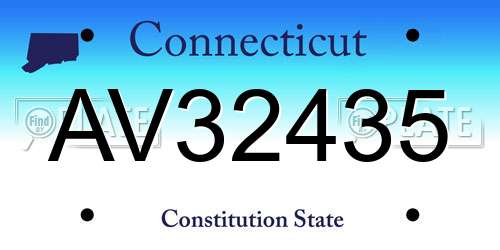 AV32435 Connecticut License Plate