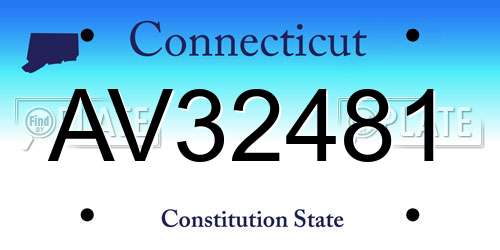 AV32481 Connecticut License Plate