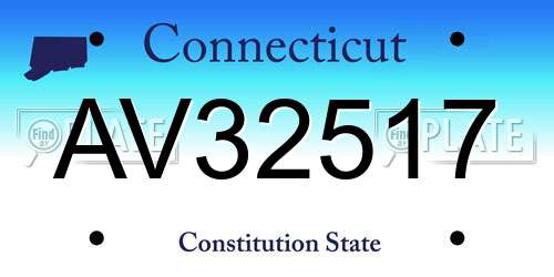 AV32517 Connecticut License Plate