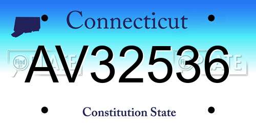 AV32536 Connecticut License Plate