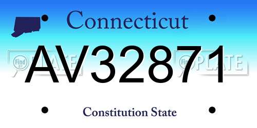 AV32871 Connecticut License Plate