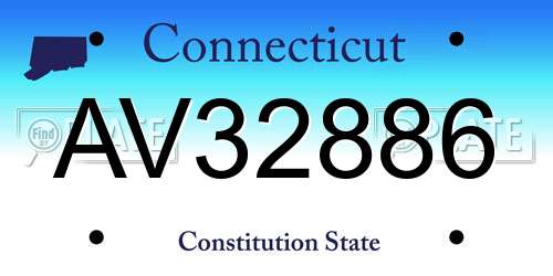 AV32886 Connecticut License Plate